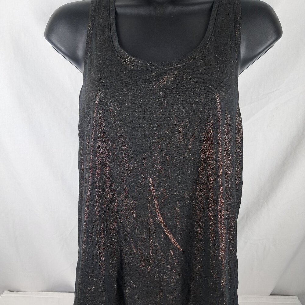 Victoria Sport Racerback Open Bottom Tie Tank Top Metallic Bronze Large